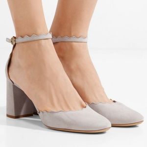 Chloe Lauren scalloped suede pumps